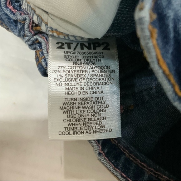 Jordache Jean Retro Hippie 60’s Distressed Dark Wash Embroidered Patches Girl 2T - Picture 4 of 16